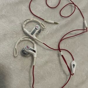 Beats by Dre Silver and Red Earphones